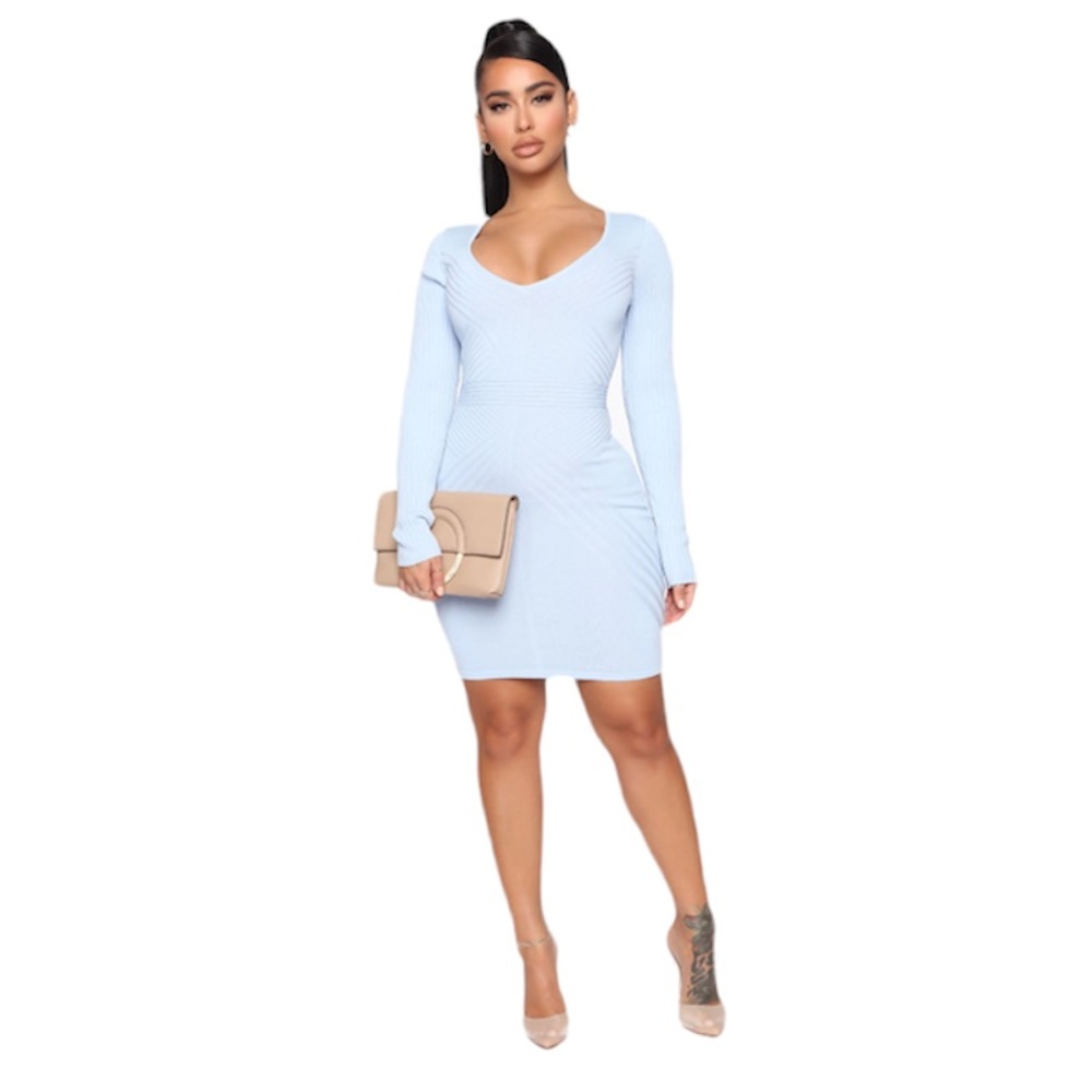 Fashion nova blue ruched dress